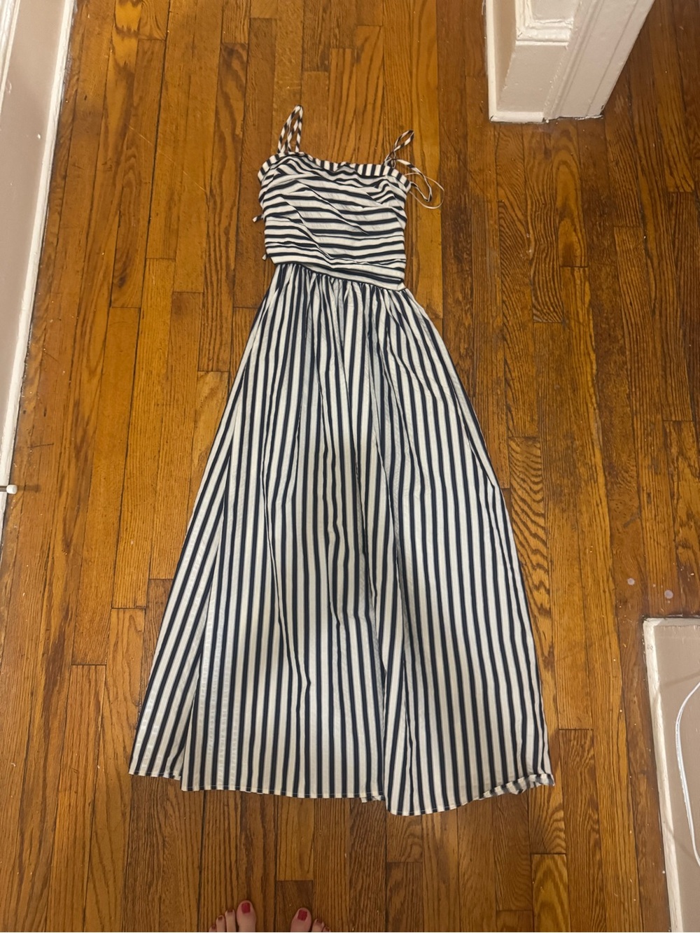 Altar'd State Navy and White Striped Maxi Dress